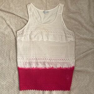 Vintage Currants Sleeveless Crochet Top - White and Pink